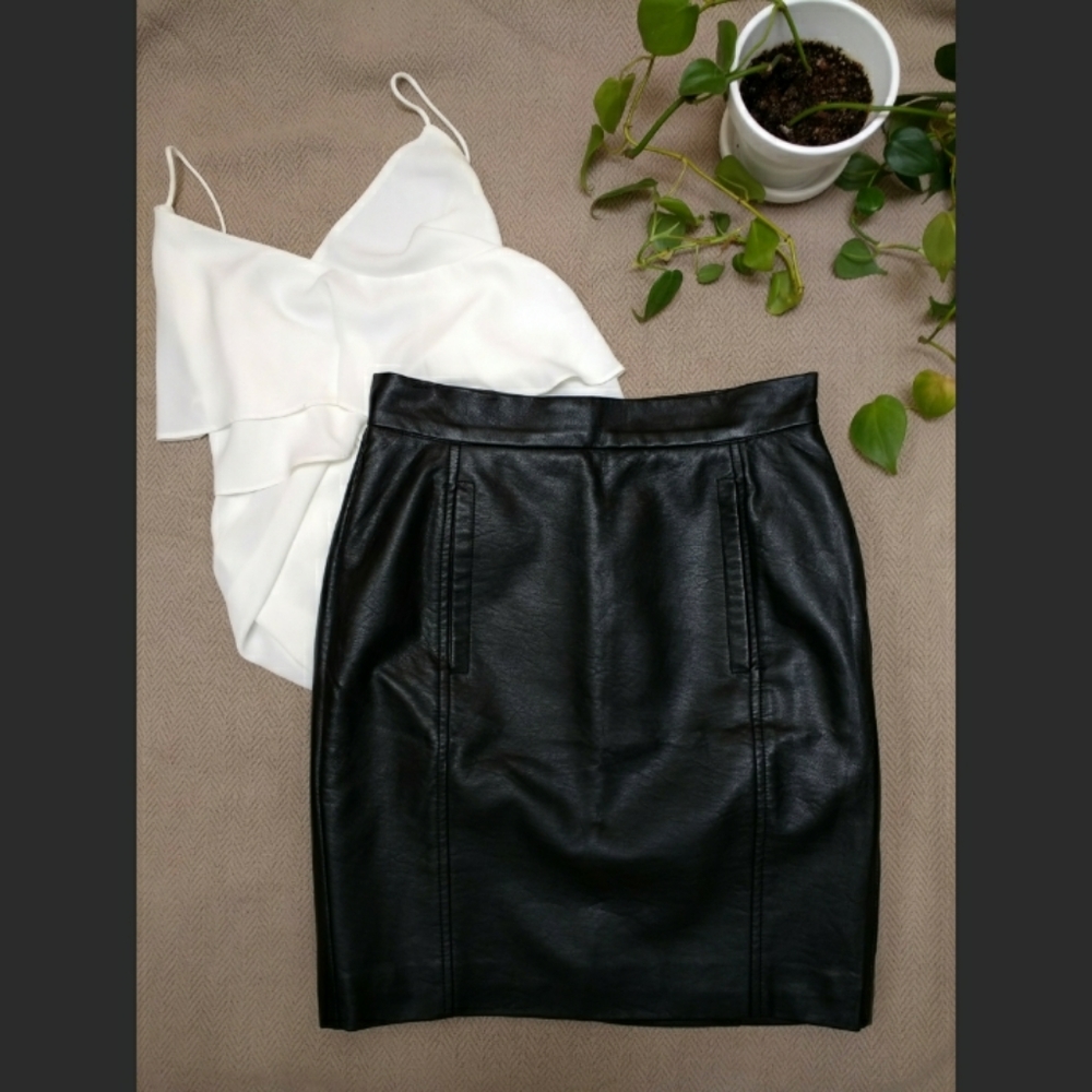 French Connection Vegan Leather Miniskirt